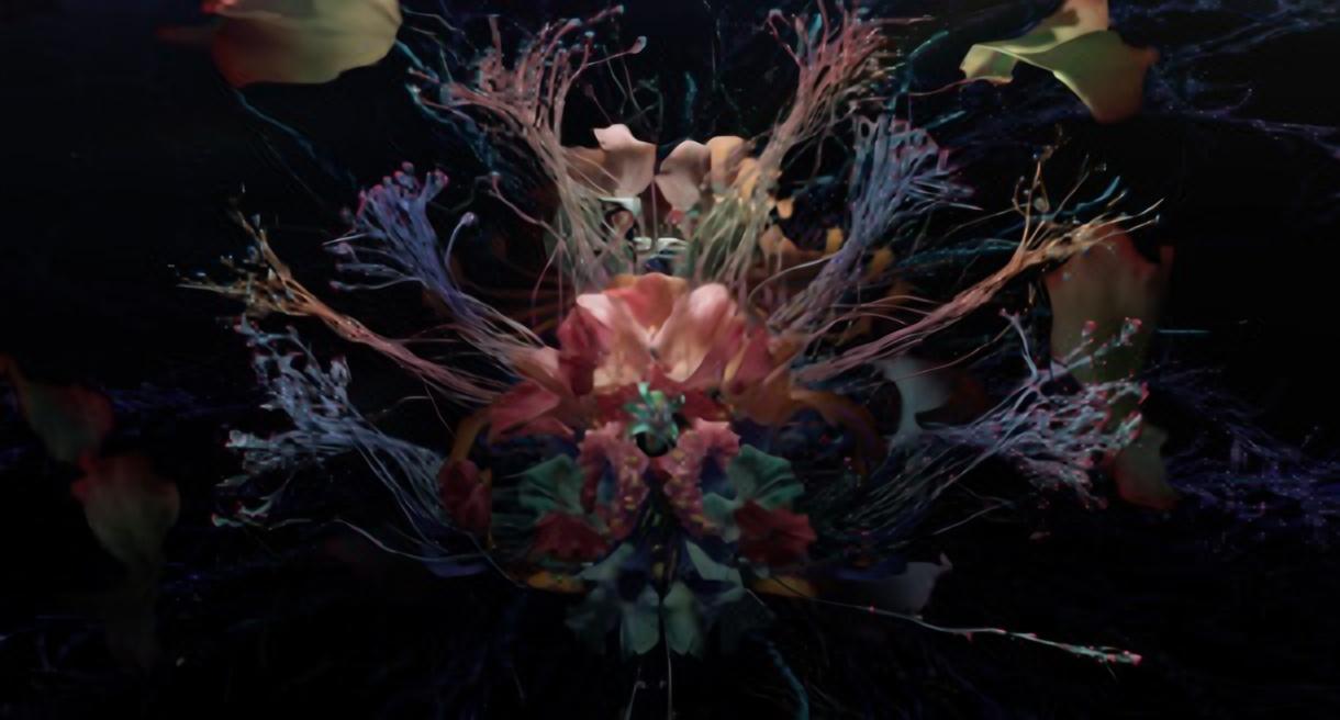 Orchestral world of blooming branches, frame from the Symphony VR experience
