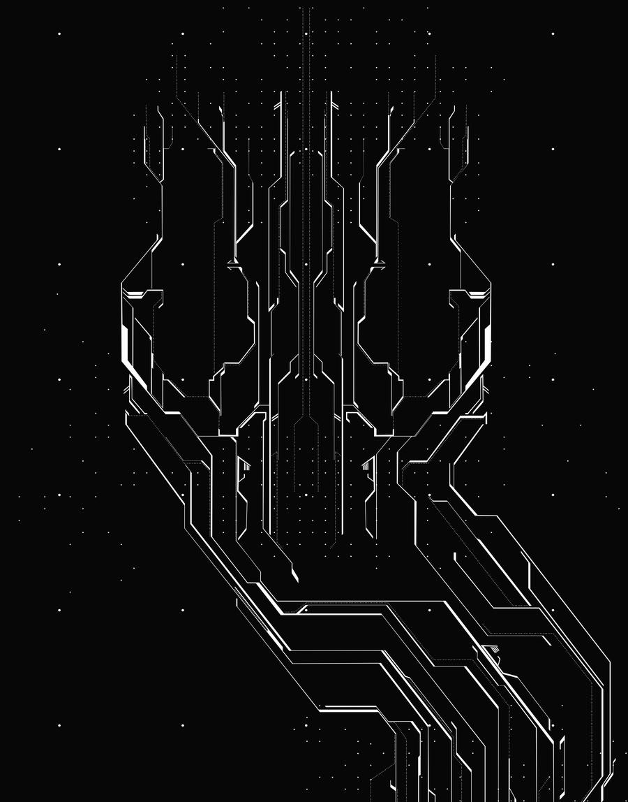 Floor graphic design, circuit pattern